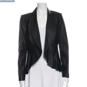 Lafayette New York Black Leather Jacket size 8